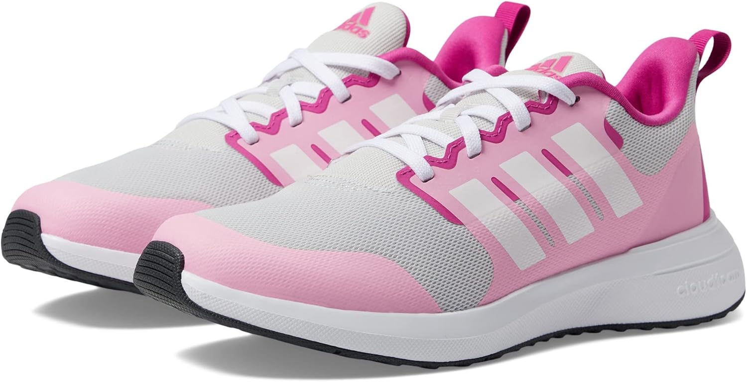 Кроссовки Adidas Unisex-Child Fortarun 2.0 для бега, белый/розовый/серый — фото 2