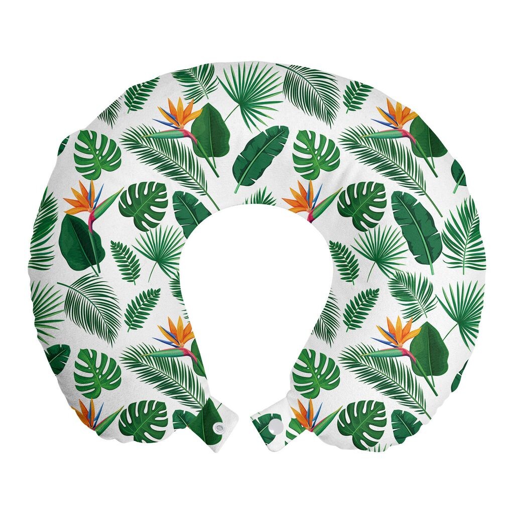 

ABAKUHAUS Philodendron дорожная подушка для шеи, листва флоры джунглей, пенопластовый дорожный предмет для самолета и автомобиля, 30x30 см, зеленый охотник, зеленый папоротник