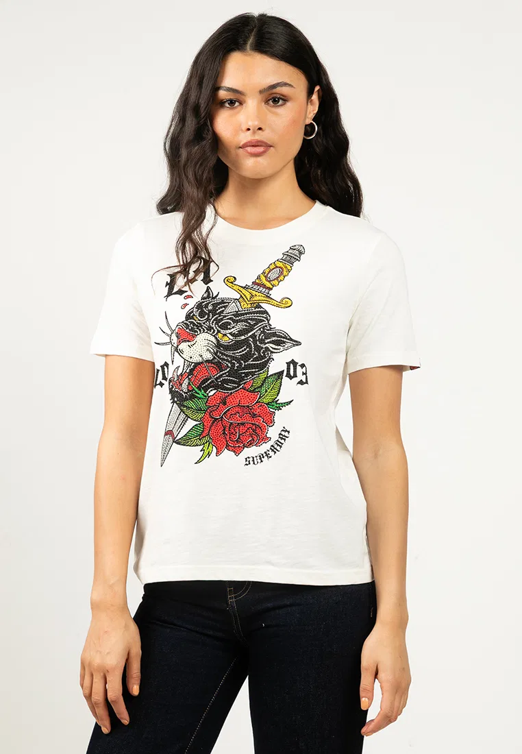 Футболка, свободный крой, Neo Trad Tattoo, белый Superdry