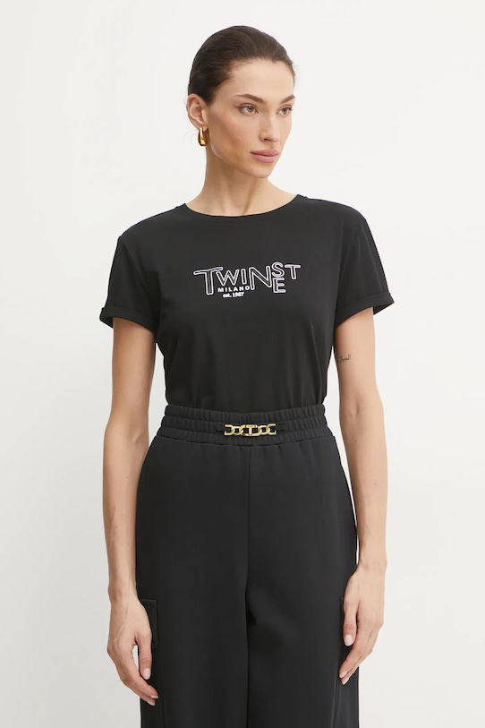 

Хлопковая футболка Twinset, черный