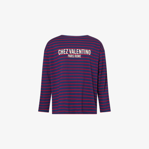 

Футболка Valentino Garavani Chez Valentino с полосками и принтом, фиолетовый