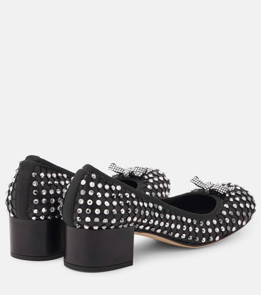 Кожаные туфли-лодочки с кристаллами Rene Caovilla, Black Lamb-Grey Satin — фото 2