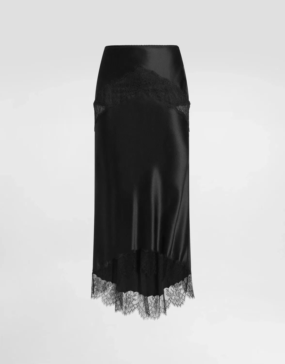 Шелковая атласная юбка DOLCE & GABBANA, черный