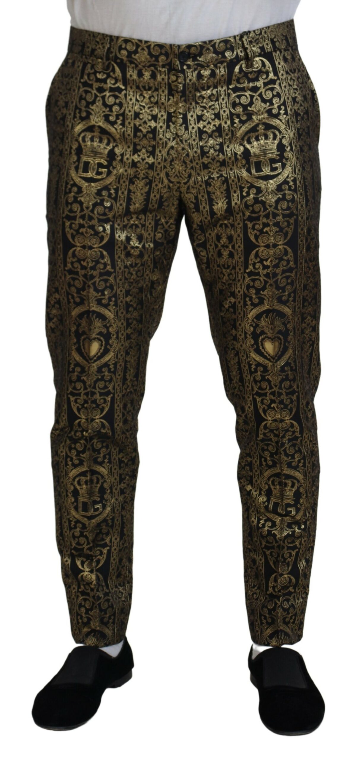 

Элегантные жаккардовые вечерние брюки Dolce & Gabbana, золотисто-черный