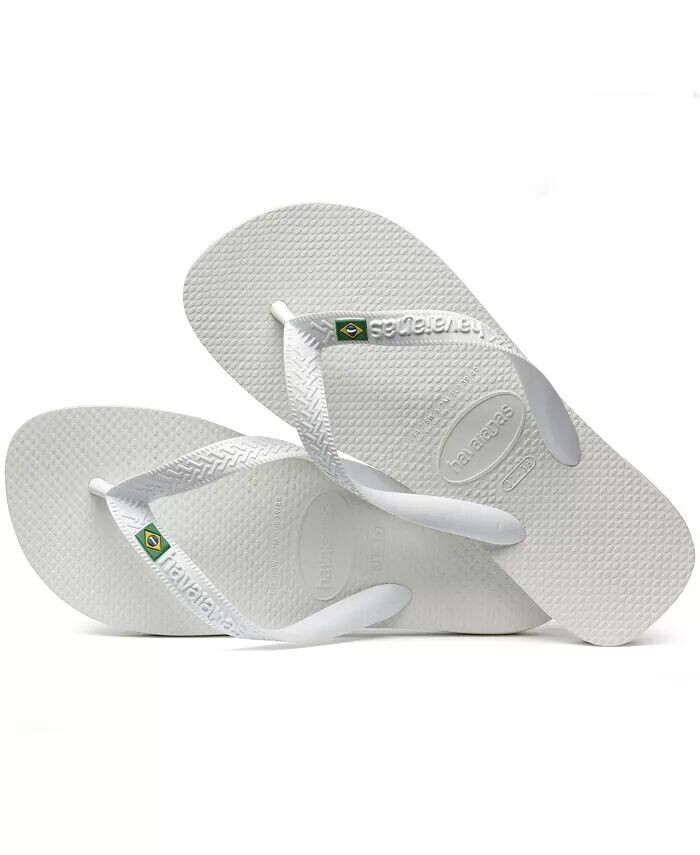 Мужские сандалии-шлепанцы с логотипом Brazil Havaianas, белый — фото 3