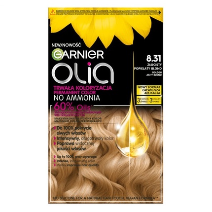 

Olia Краска для волос 831 золотисто-пепельный блондин Garnier