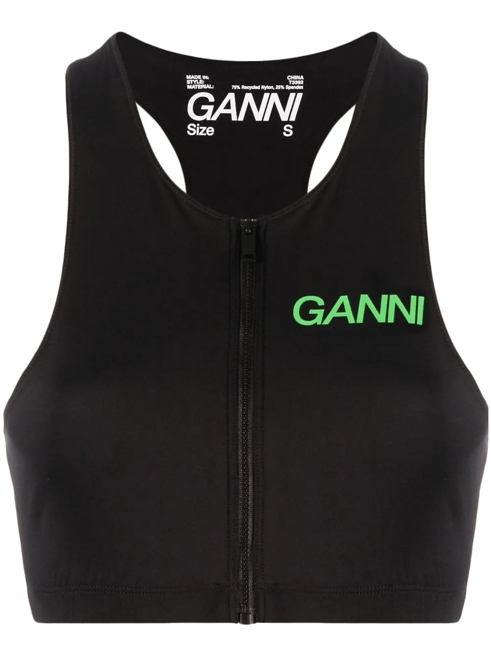 

Топ на молнии с логотипом GANNI, черный