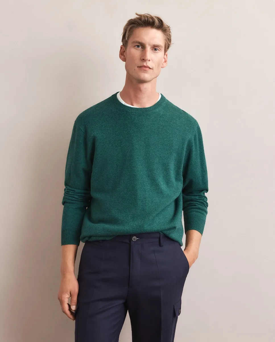 

Свитер с круглым вырезом, гладкий, из кашемировой шерсти Emidio Tucci, зеленый