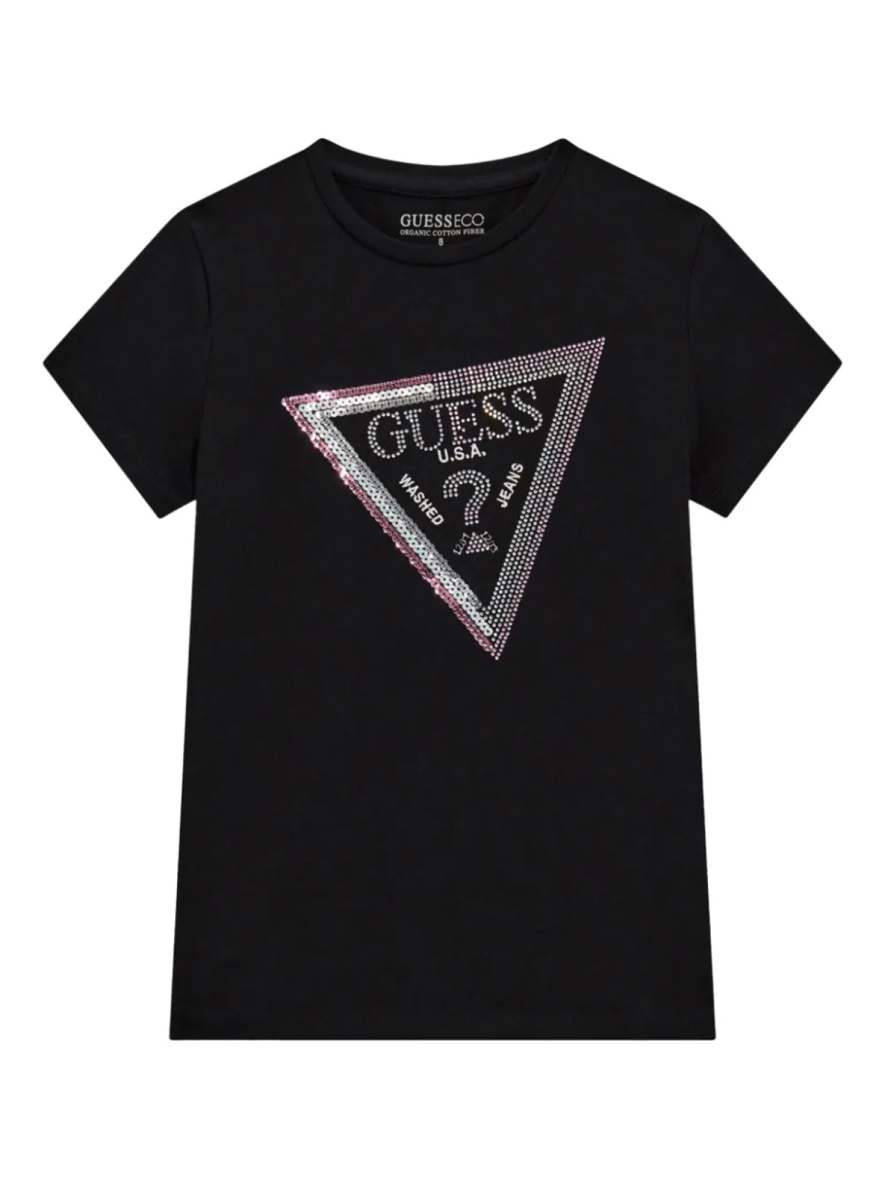 

Футболка из органического хлопка с логотипом и пайетками guess kids, черный