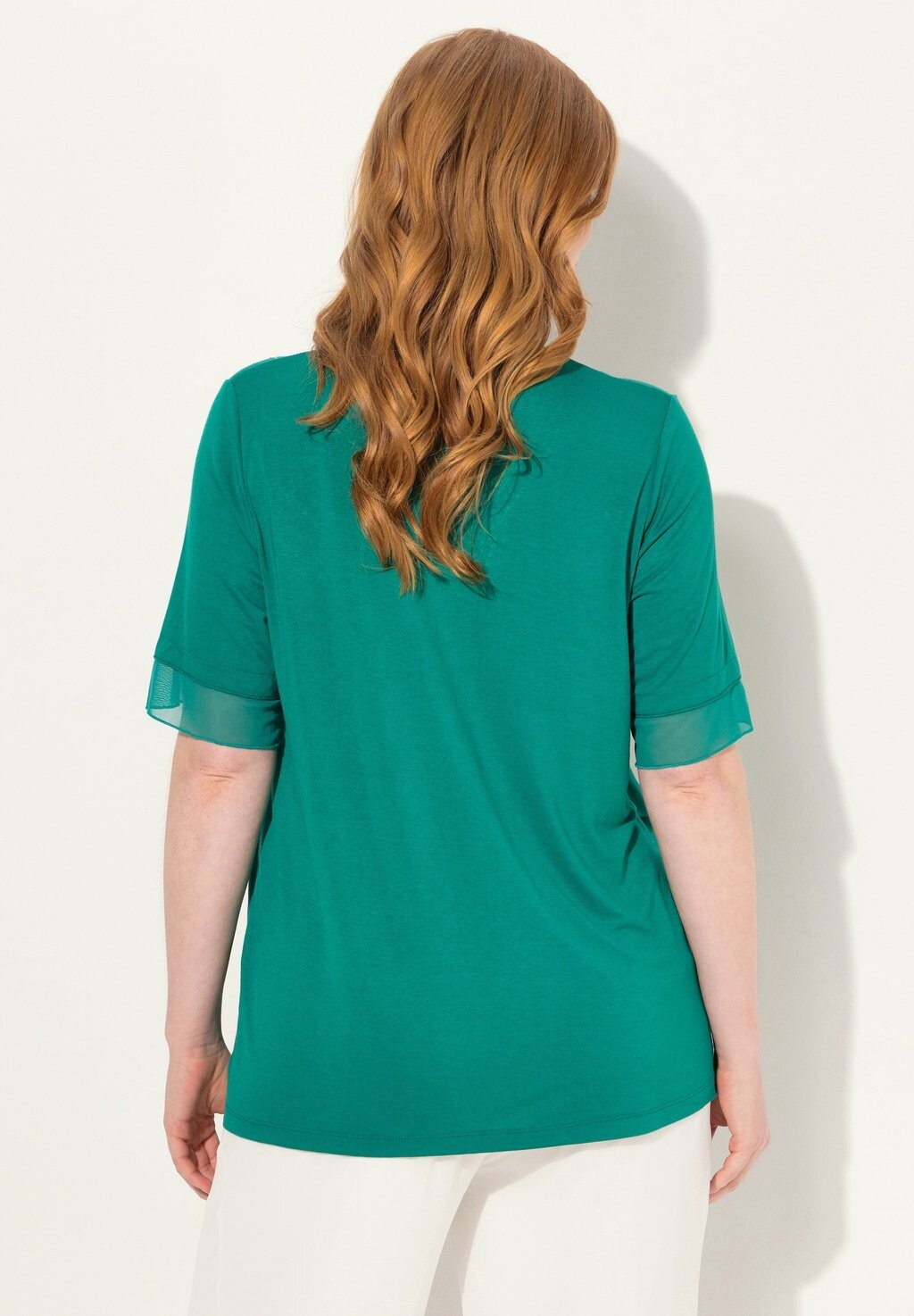 

Блуза LAYERED SHORT SLEEVE RHINESTONE Ulla Popken, бирюзовый