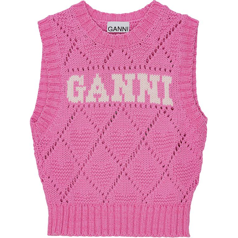 

GANNI Свитер с интарсией, Rose Purple