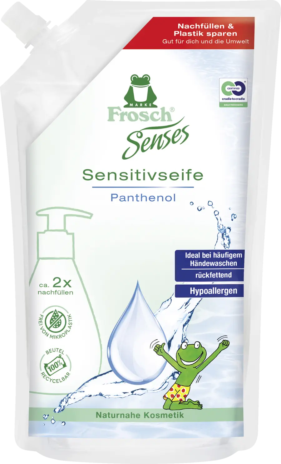 

Жидкое мыло Frosch Senses Sensitivseife Panthenol Nachfüllbeutel