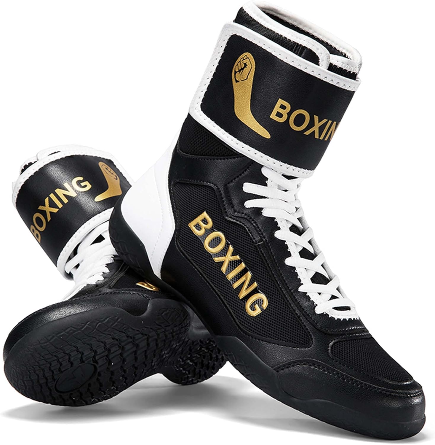 

Профессиональные боксерские ботинки для мужчин и женщин, для соревнований, тренировок, борьбы, легкие, нескользящие, высокие, спортивные, фитнес-ботинки, обувь для тяжелой атлетики и тхэквондо Generic, черный