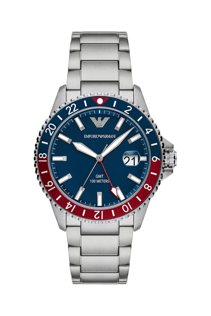 

Дайверские часы по Гринвичу Emporio Armani, серебряный