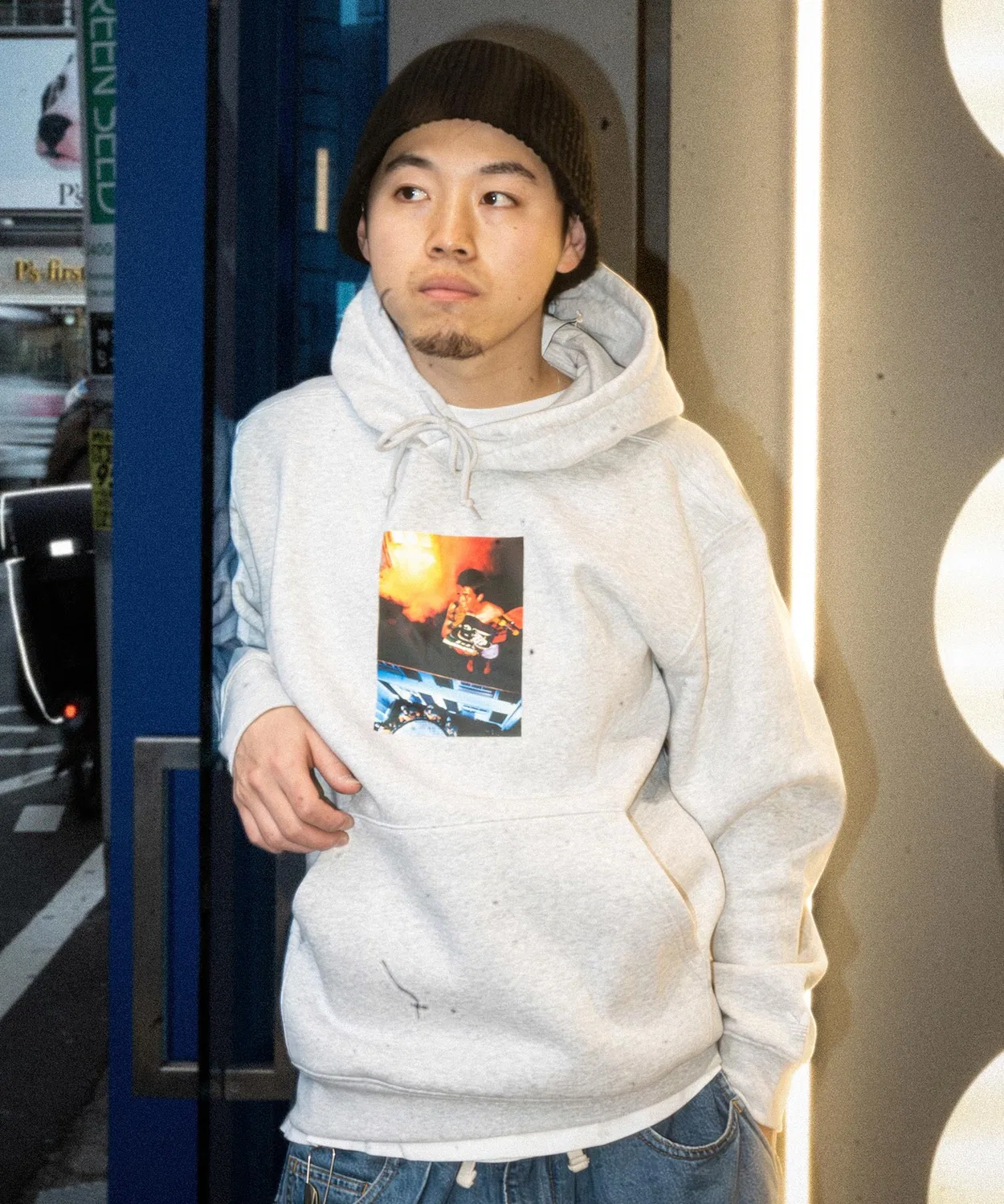 Худи adidas ADI PIC HOODIE, серый, свободный крой, флис