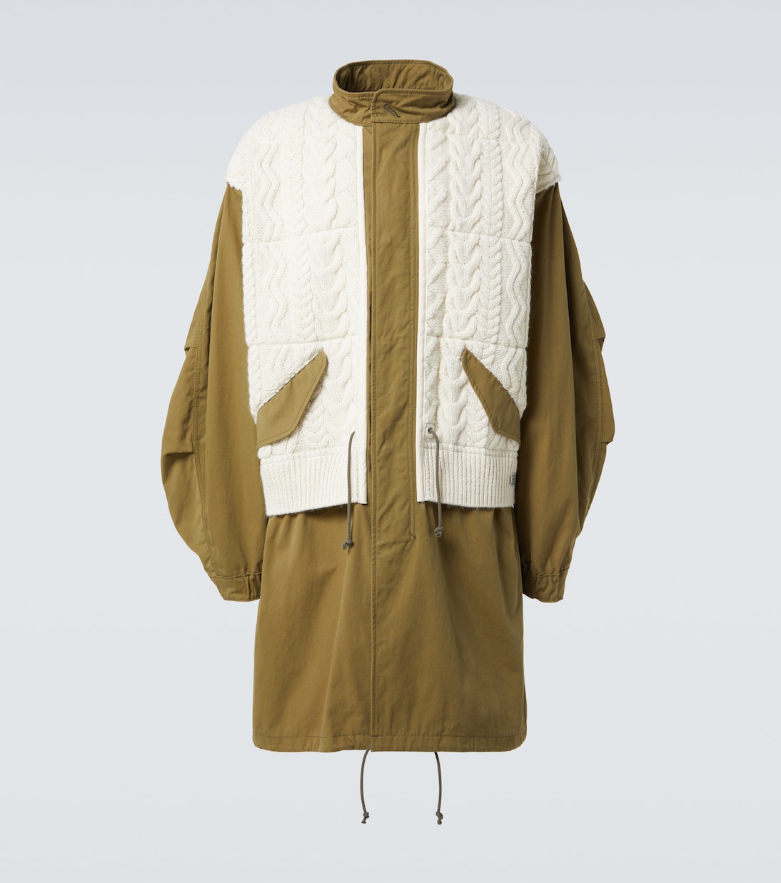 

Хлопковая куртка с отделкой из аранской шерсти Junya Watanabe, Khaki X Natural, Бежевый, Хлопковая куртка с отделкой из аранской шерсти Junya Watanabe, Khaki X Natural