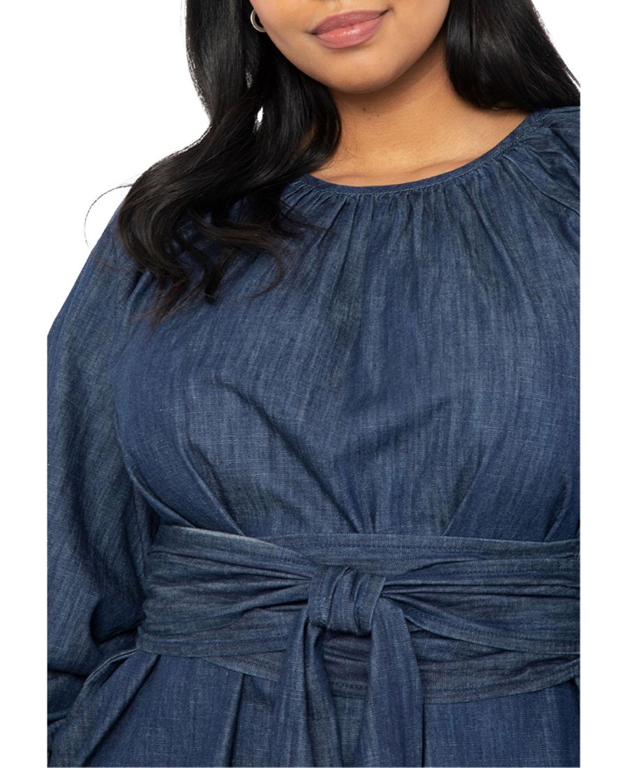 

Женский топ больших размеров с эффектным запахом ELOQUII, Dark wash