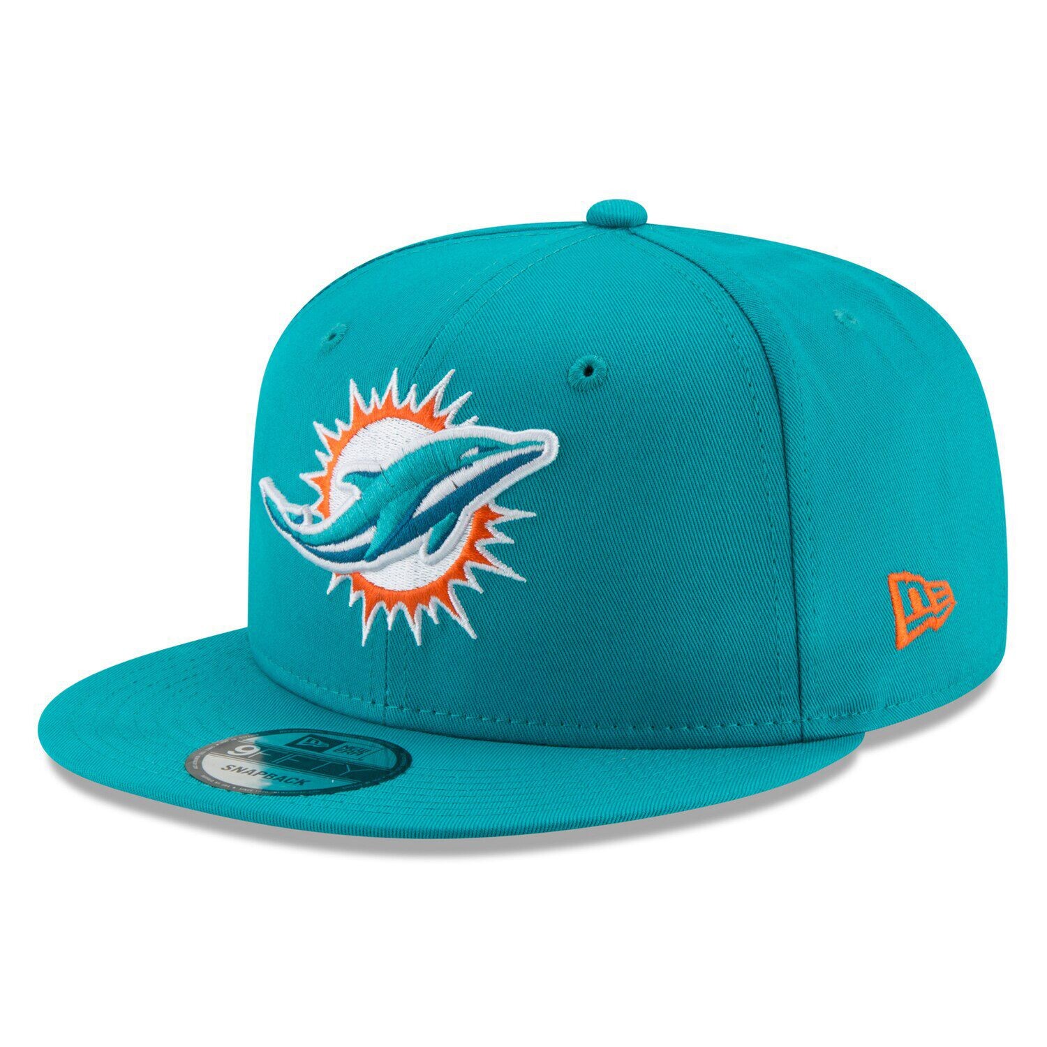 

Мужская регулируемая шляпа Snapback New Era Aqua Miami Dolphins Basic 9FIFTY