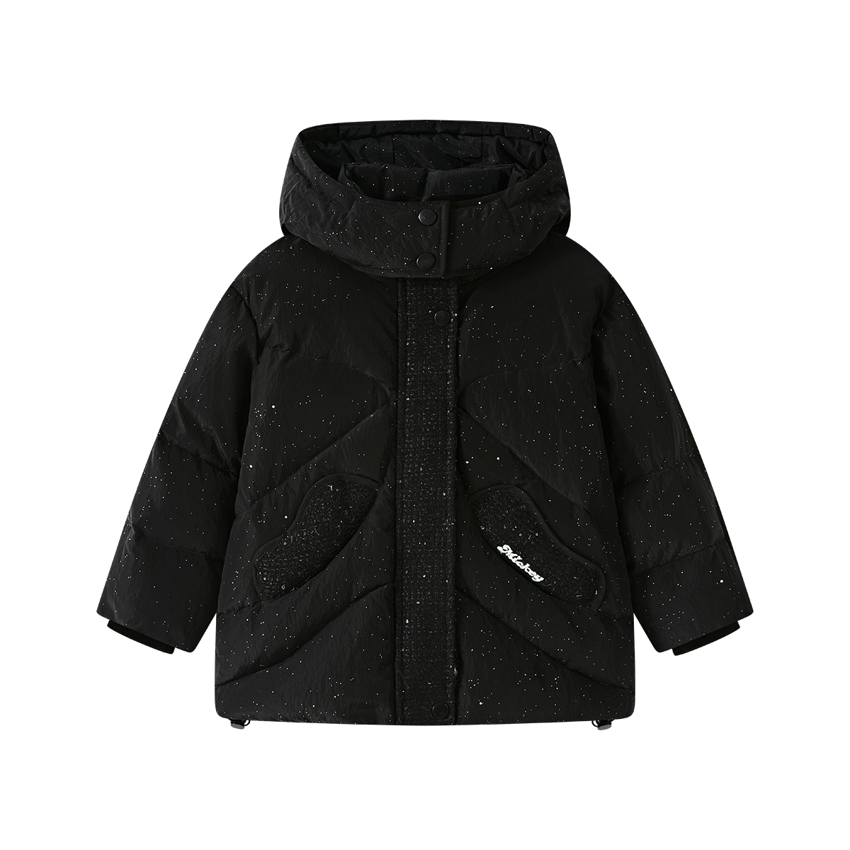 

Детская пуховая куртка с капюшоном, умеренно ветрозащитные Disney, черный