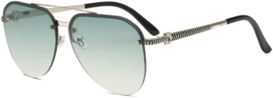 

Солнцезащитные очки PUB с невидимыми бровями, без оправы, металлической двойной переносицей, крупной оправой (серебристая оправа с двойными зелеными блестками), Silver Frame Double Green Flakes