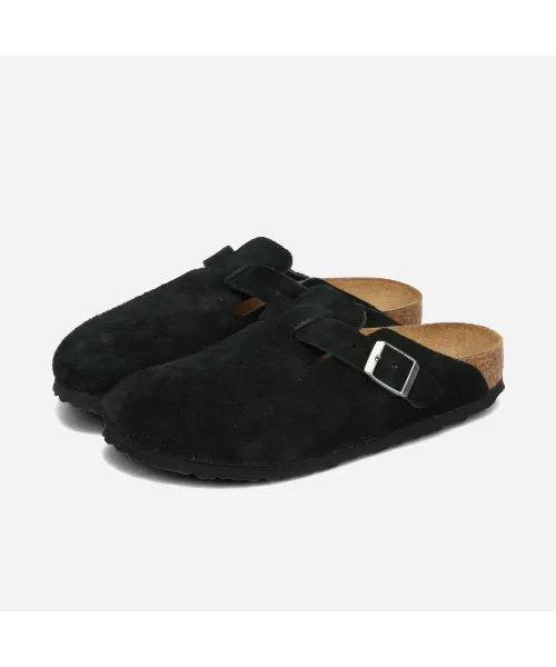 Унисекс сандалии из замши Birkenstock Boston чёрные