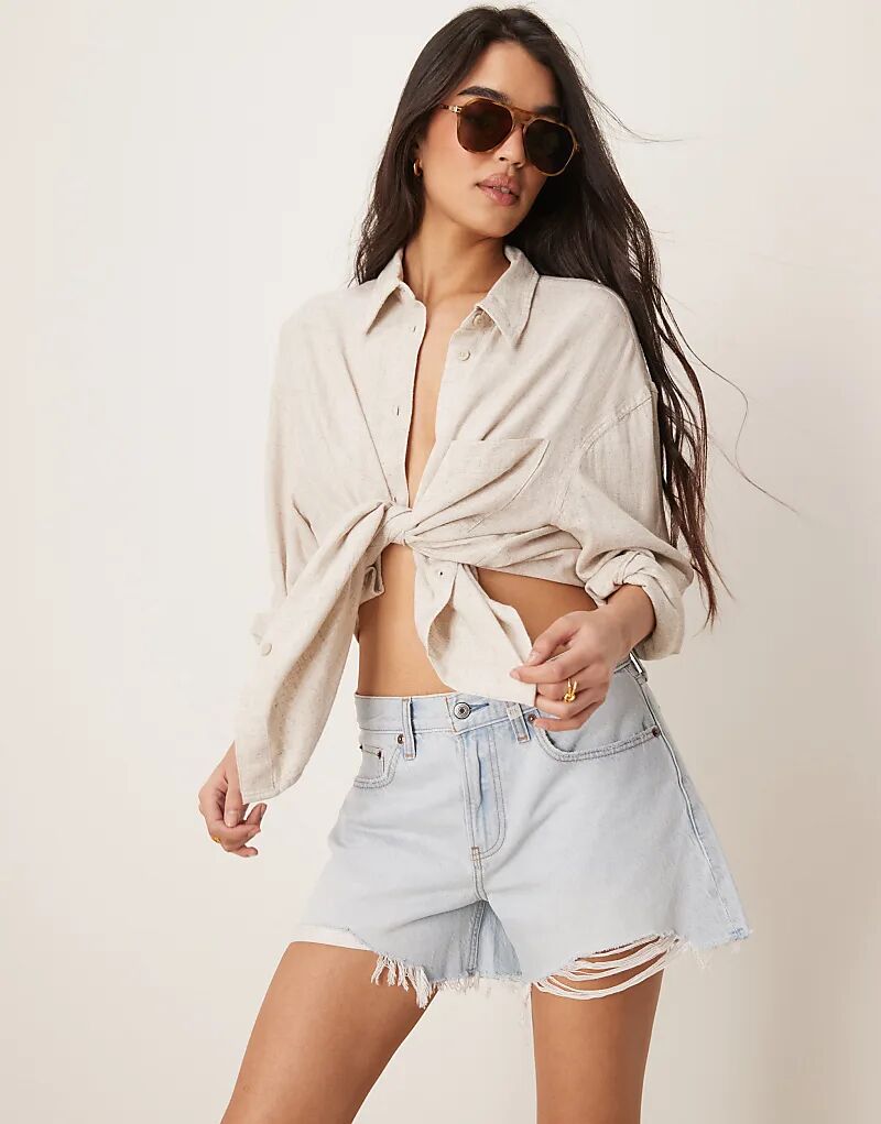 

Мешковатые шорты Abercrombie & Fitch светло-голубого цвета