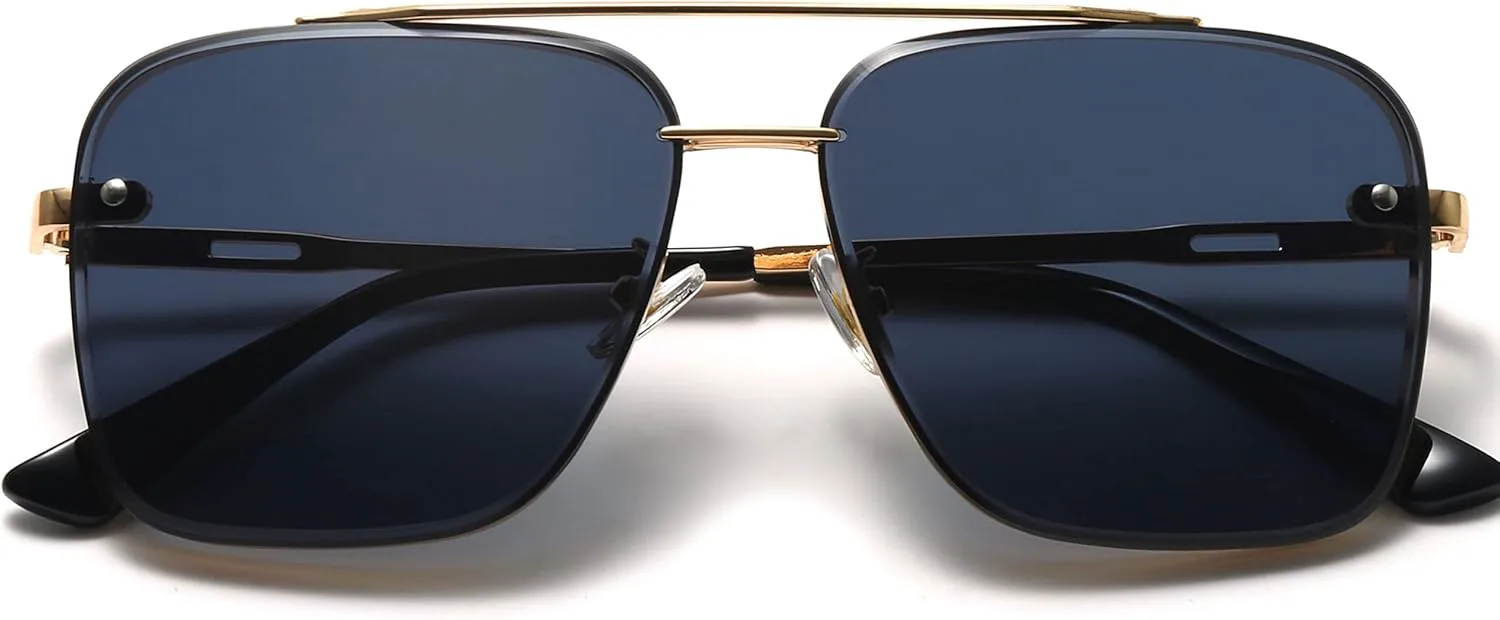 

Крупные квадратные солнцезащитные очки-авиаторы для мужчин и женщин, модные очки-авиаторы в металлической оправе с тонированными линзами Breaksun, Gold/Grey