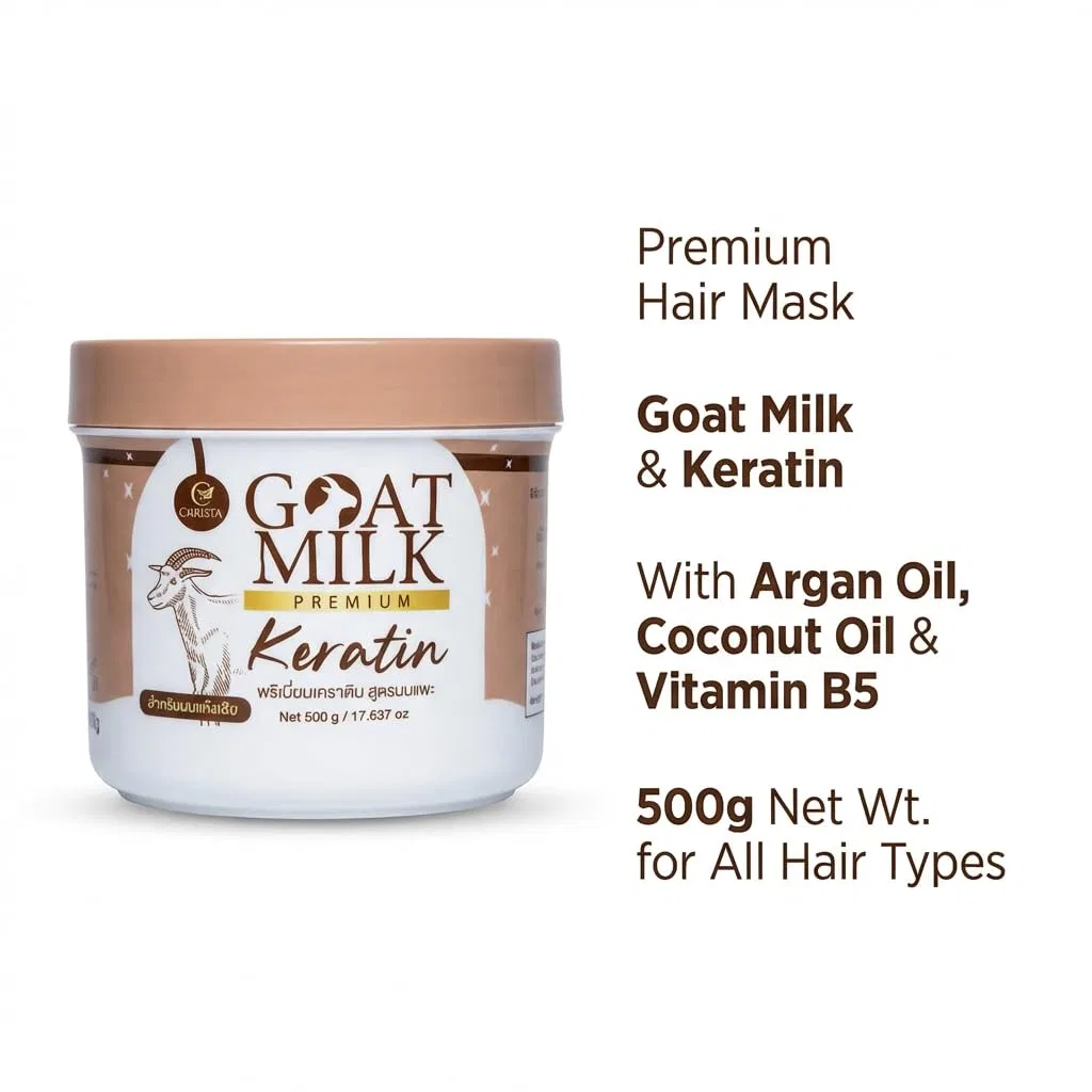 Маска для волос Carista Keratin Goat Milk Premium 500 г с аргановым, кокосовым маслом и витамином B5 Alibooster — фото 4