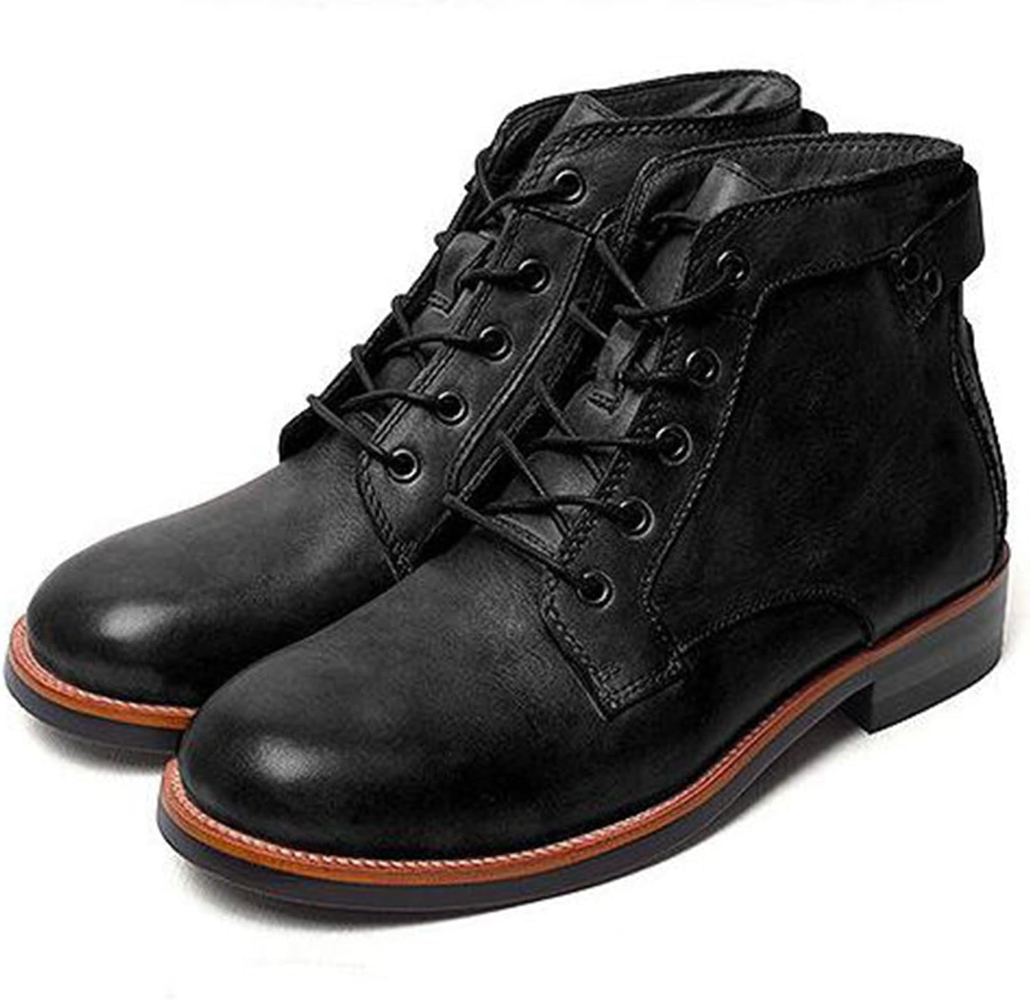 

Мужские стильные винтажные мотоциклетные ботинки на шнуровке, высокие кожаные ботинки до щиколотки, подходящие для езды на мотоцикле, вождения и музыкальных фестивалей Negyanme, черный