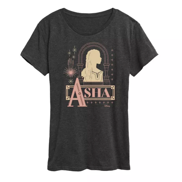 

Женская футболка с графическим значком Wish Asha Disney, серый