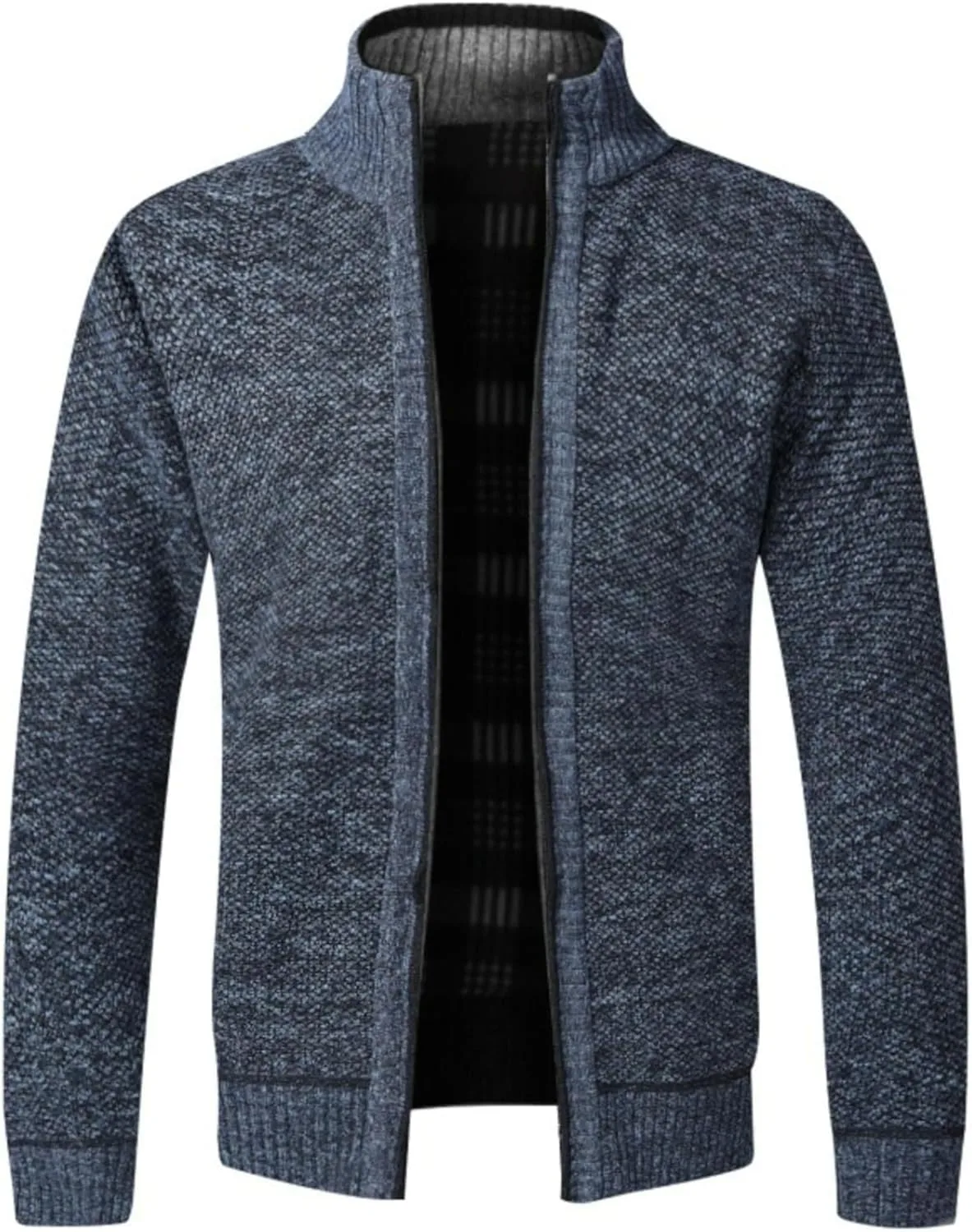 Мужской кардиган с воротником стойкой, slim fit, для осени и зимы — фото 4