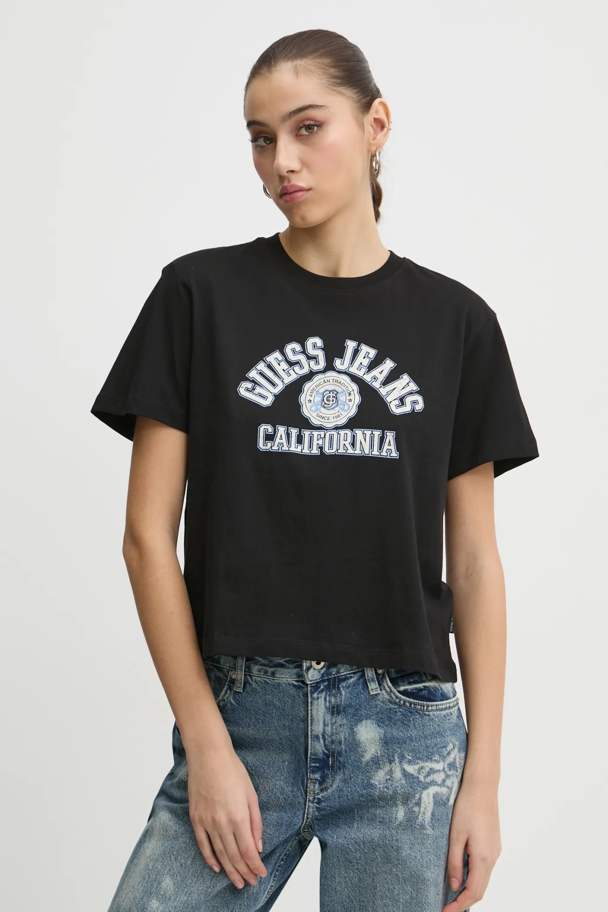 

Хлопковая футболка Guess Jeans, черный