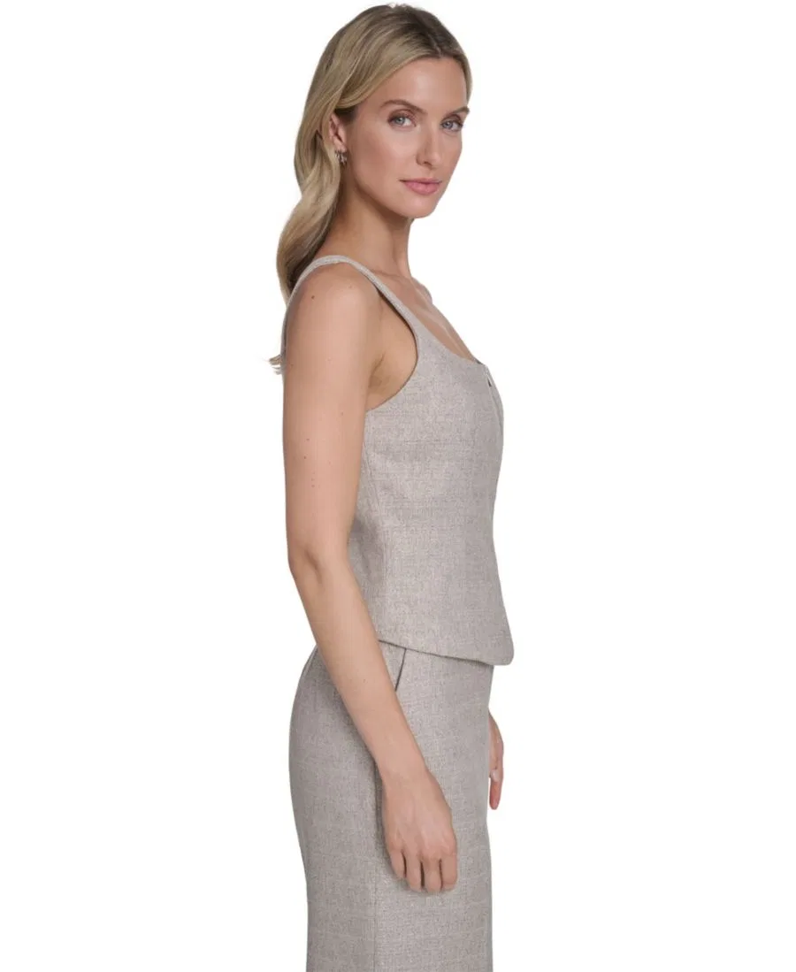 Женский оригинальный жилет на молнии спереди Calvin Klein, Latte Multi — фото 3