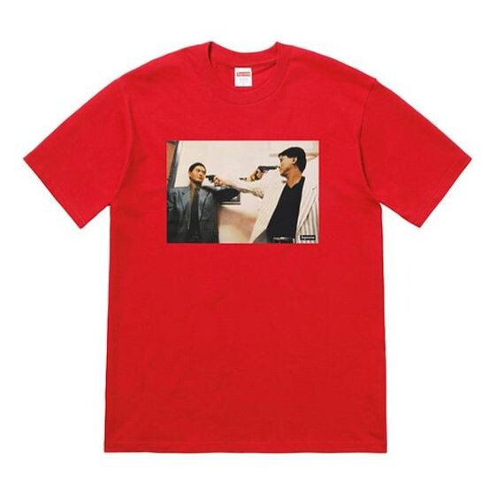 

Футболка fw18 the killer trust tee red bloody twins chow yun fat printing short sleeve Supreme, красный
