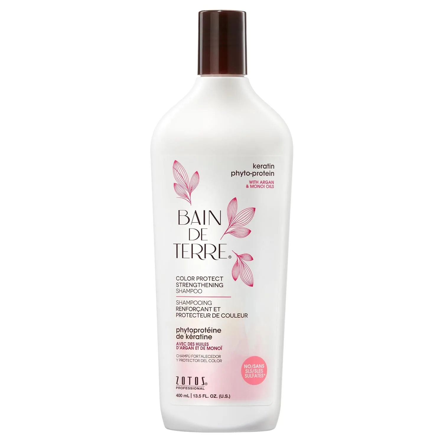 Укрепляющий шампунь Bain de Terre Keratin Phyto-Protein Color Protect, безопасный для окрашенных и поврежденных волос, без сульфатов и парабенов. 399 мл (.)