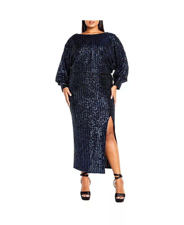 

Платье Tilli Sequin большого размера CITY CHIC, синий