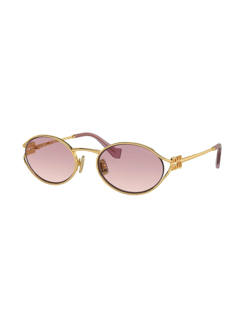 Солнцезащитные очки в массивной оправе Miu Miu, золотистый — фото 2