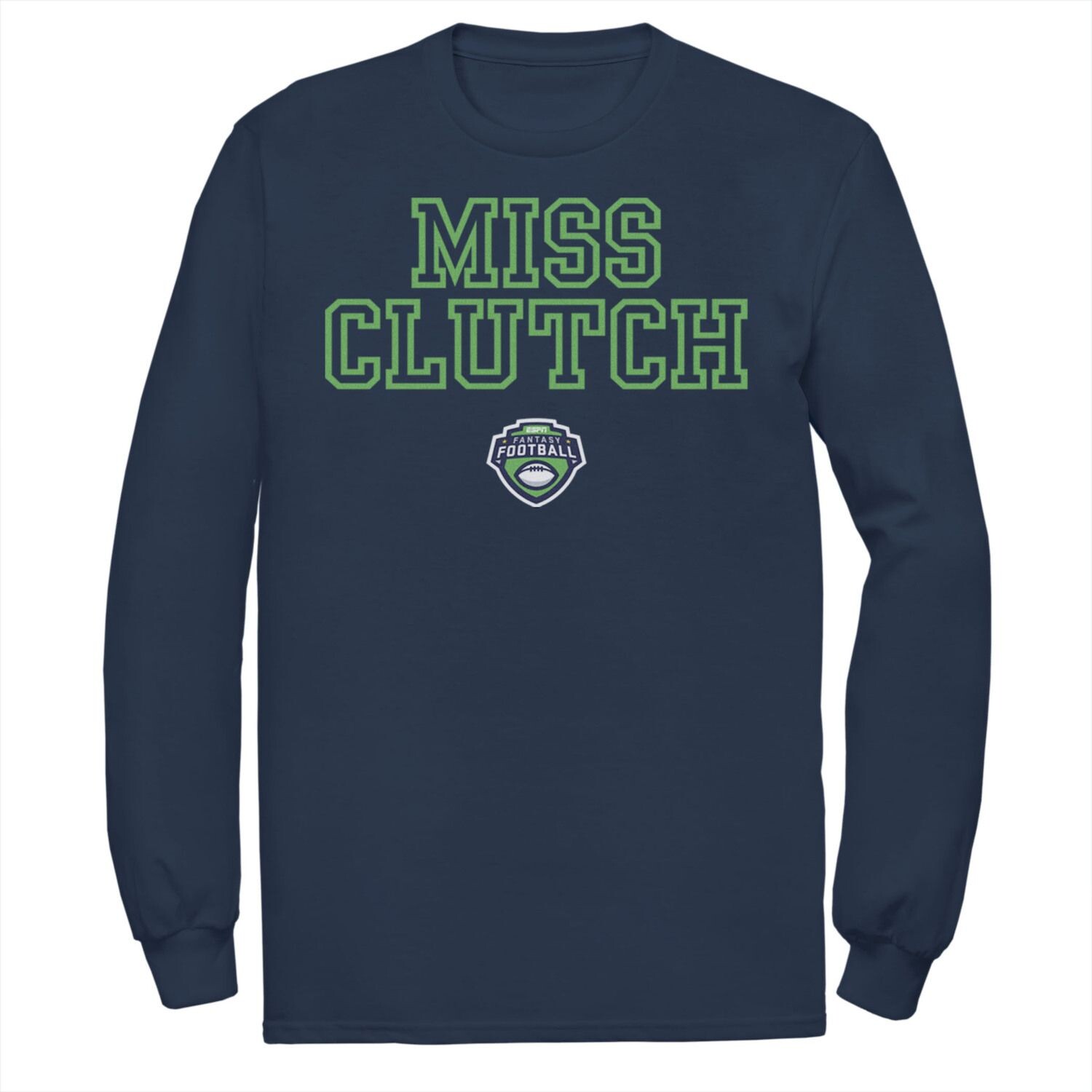 

Мужская футболка с длинным рукавом и текстовым логотипом ESPN Miss Clutch Licensed Character