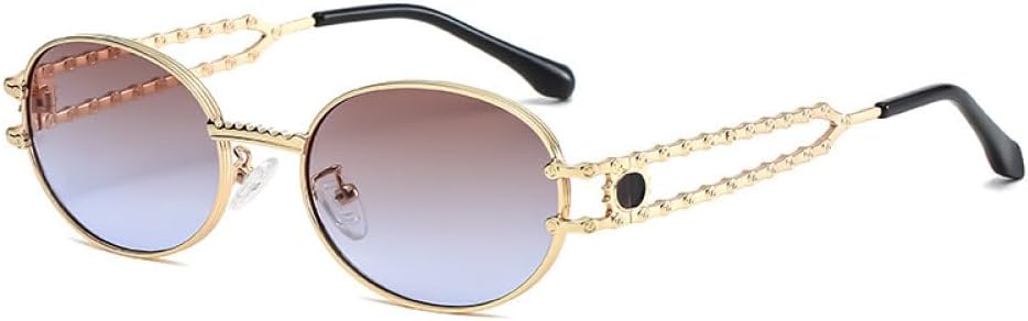 

Солнцезащитные очки MUTYNE в стиле стимпанк для мужчин и женщин, винтажные металлические овальные солнцезащитные очки, модные очки с защитой от УФ-излучения UV400, Brown Purple