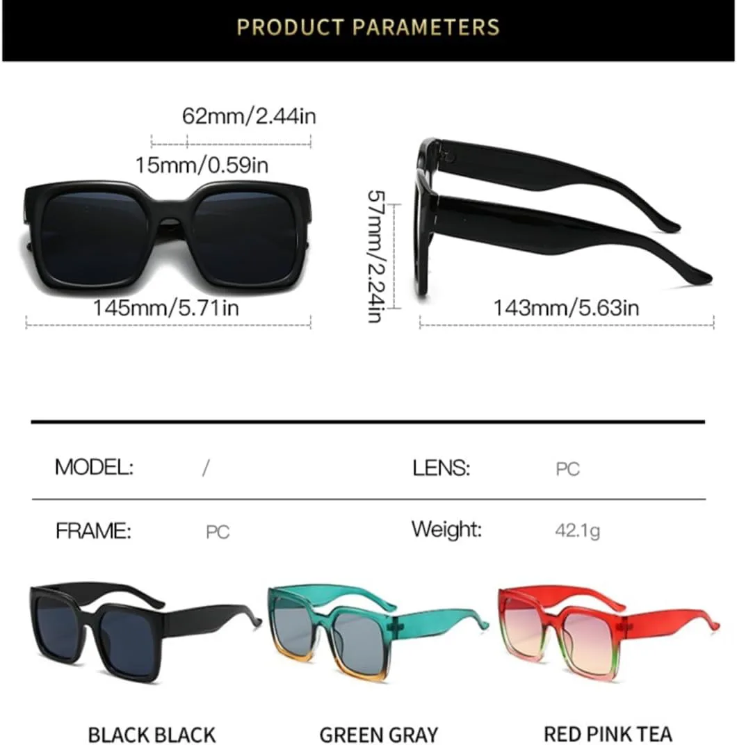 

Крупные квадратные солнцезащитные очки для женщин в винтажной градиентной оправе, модные солнцезащитные очки с защитой от УФ-излучения UV400 класса люкс UATXTAU, Red