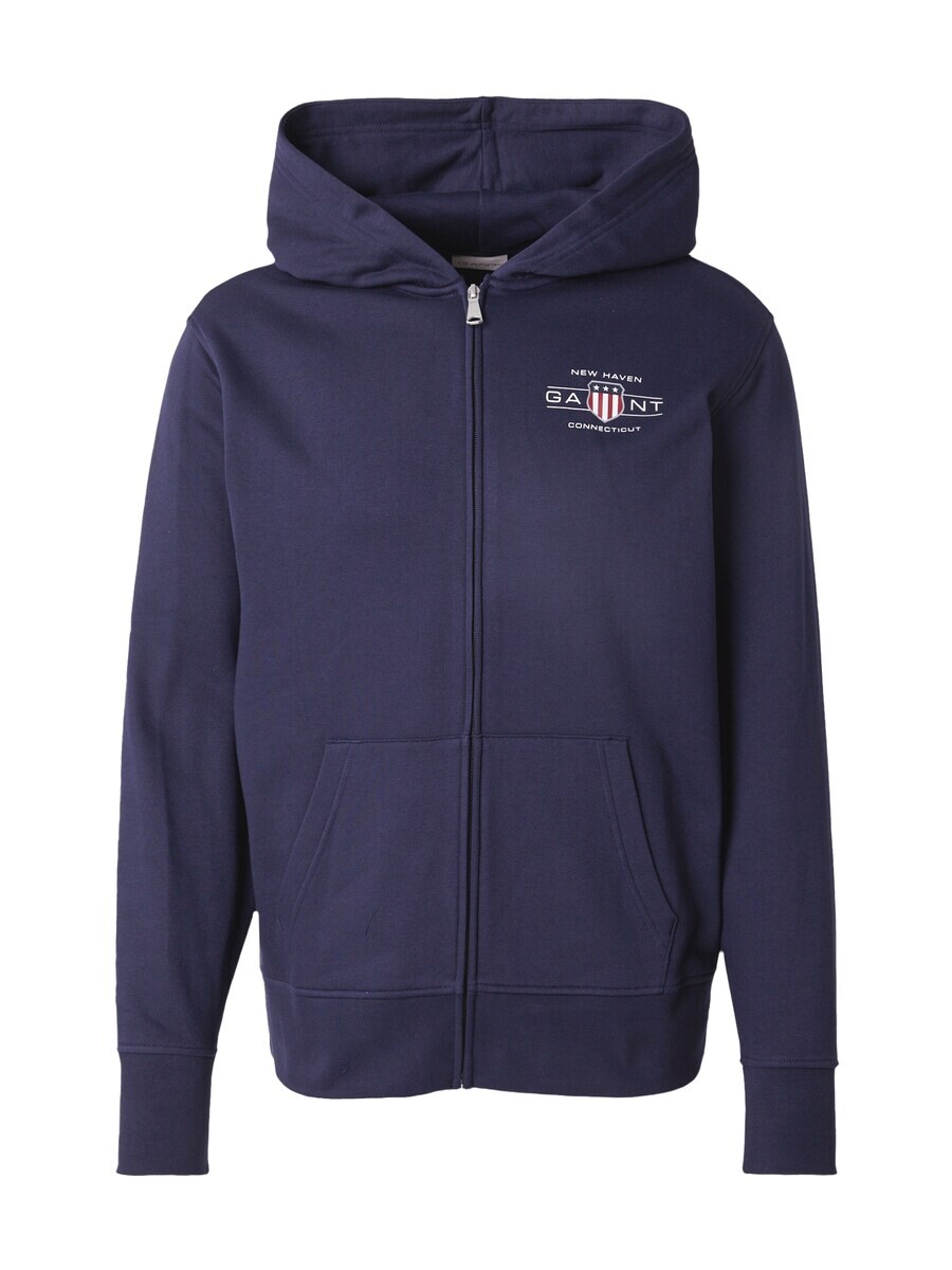 

Толстовка с капюшоном на молнии GANT Zip-Up Hoodie, темно-синий