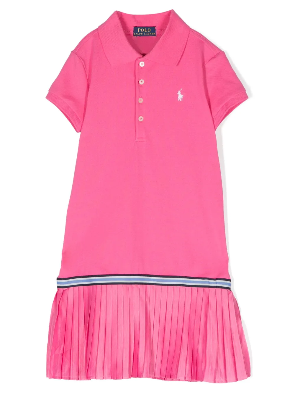 

Платье с воротником поло и вышитым логотипом POLO RALPH LAUREN KIDS, розовый