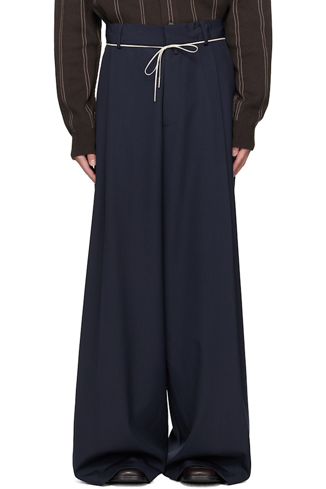 

Брюки на шнуровке Dries Van Noten, темно-синий