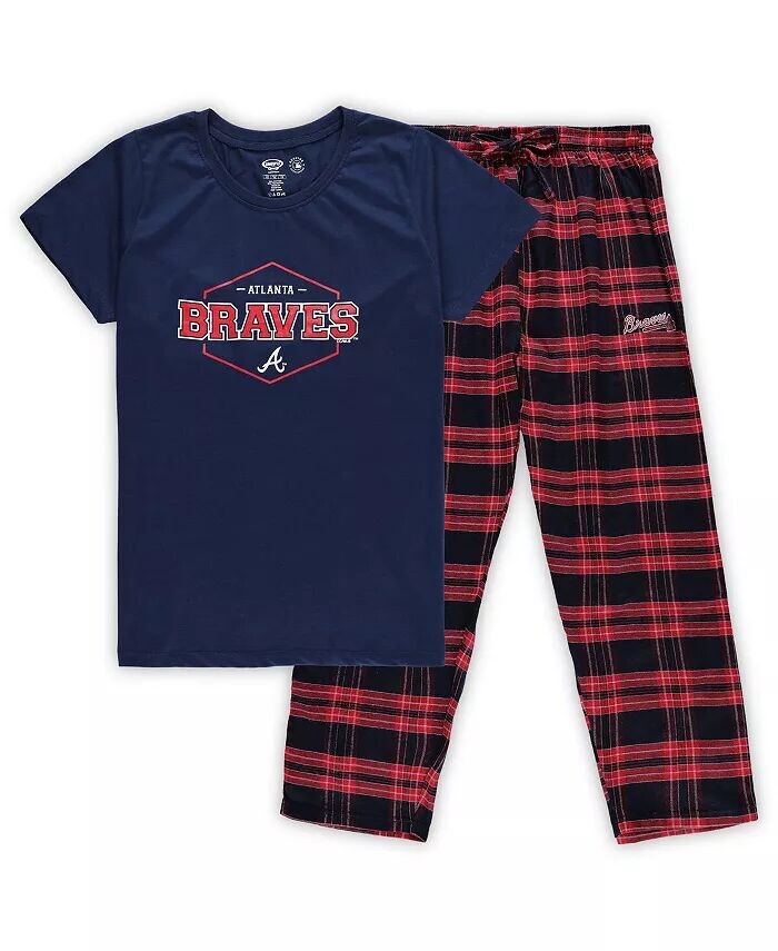 

Женский темно-синий красный комплект для сна со значком Atlanta Braves Plus Size Concepts Sport, синий