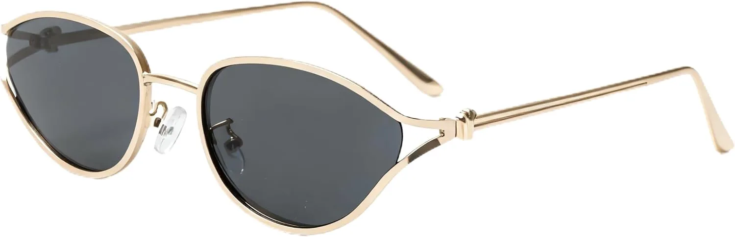 

Элегантные солнцезащитные очки «кошачий глаз» для женщин — золотистая металлическая оправа с узлом, тонированные линзы с защитой от УФ-излучения ENSARJOE, Gold/Grey
