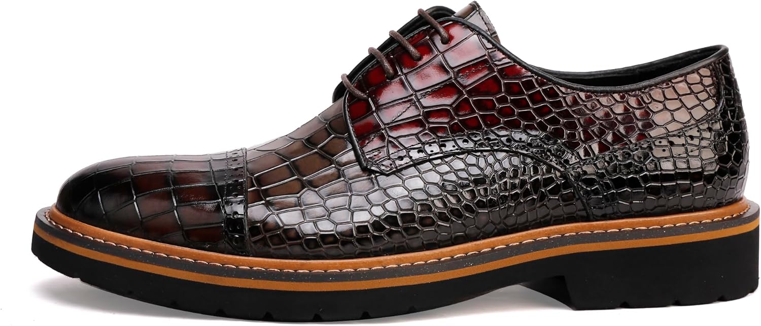 

Мужские пенни-лоаферы, кожаные оксфорды деловые броги, узор под крокодила Chrislook, синий