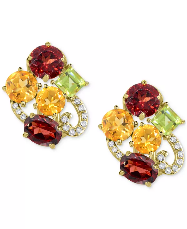 

Серьги с выращенными в лаборатории опалами и мультитопазами из стерлингового серебра Macy'S, multi