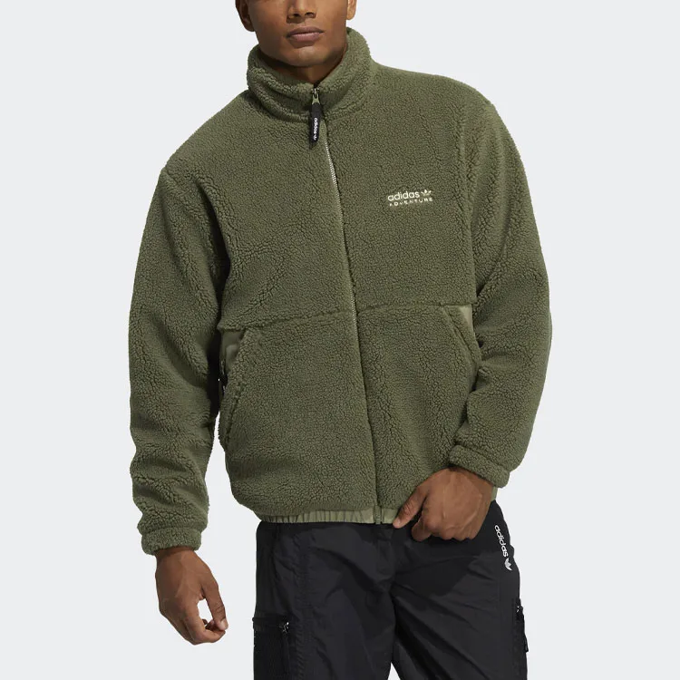 Adidas Originals Куртка Sherpa мужская зеленая — фото 4