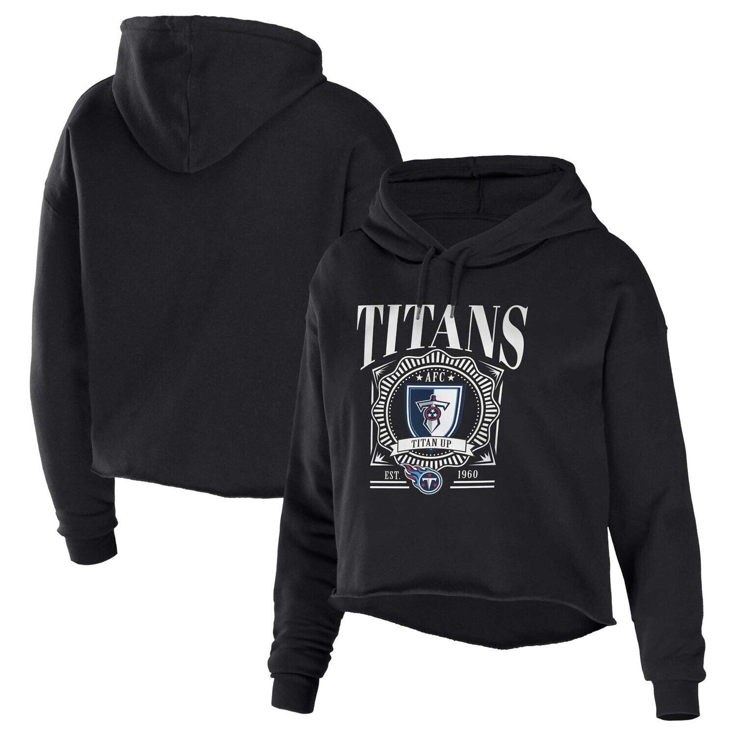 

Женская одежда WEAR by Erin Andrews, черный укороченный пуловер из флиса с капюшоном Tennessee Titans