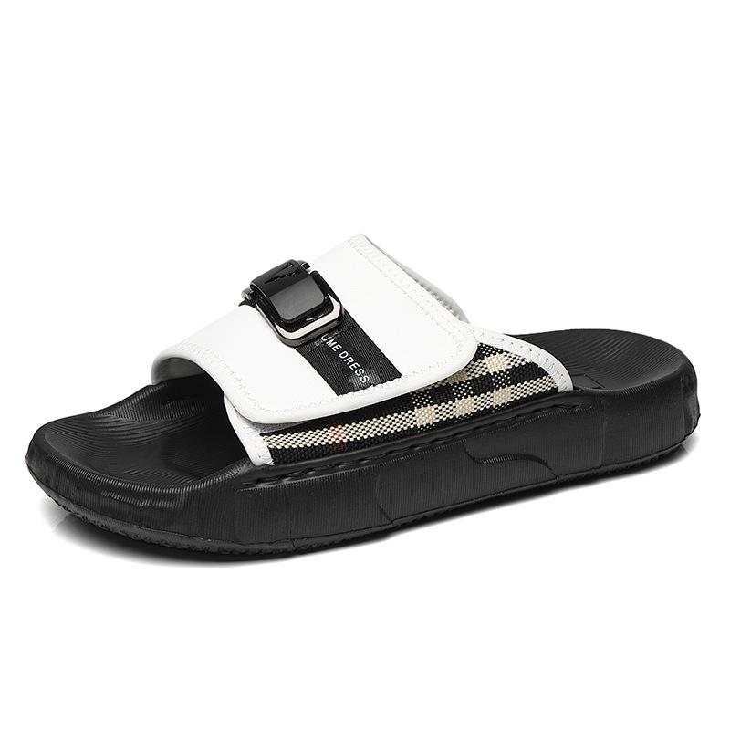 

SENJIALUO Мужские белые резиновые шлепанцы с прошивкой, устойчивые к запаху, цвет White